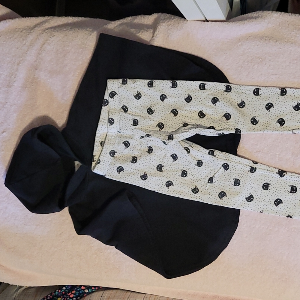 Black poncho and cat pants